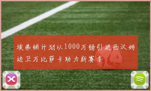 埃弗顿计划以1000万镑引进西汉姆边卫万比萨卡助力新赛季